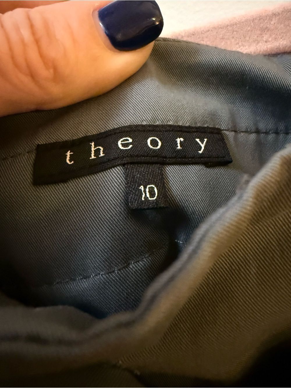 NWT Theory Cotton Slate Grey Blue Belted Pleated Mini Skirt Workwear 10 Y2K 90s - Picture 4 of 8